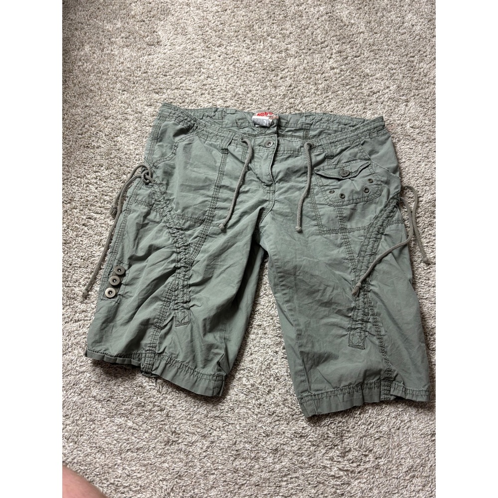 No Boundaries Olive Cargo Shorts Juniors 13 Y2K Lace Up Back Utility Cotton